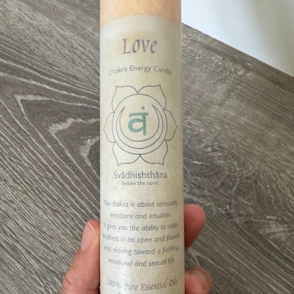 Heart Chakra Candle & Lava Stone Holder | 8 Inch Love Pillar w/ Essential Oils - Picture 5 of 10